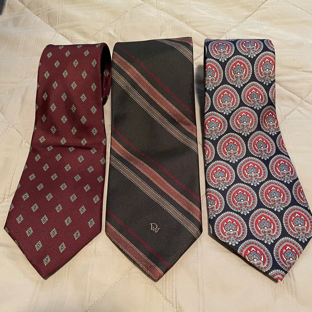 3 Men’s Christian Dior Silk Ties - Picture 1 of 6